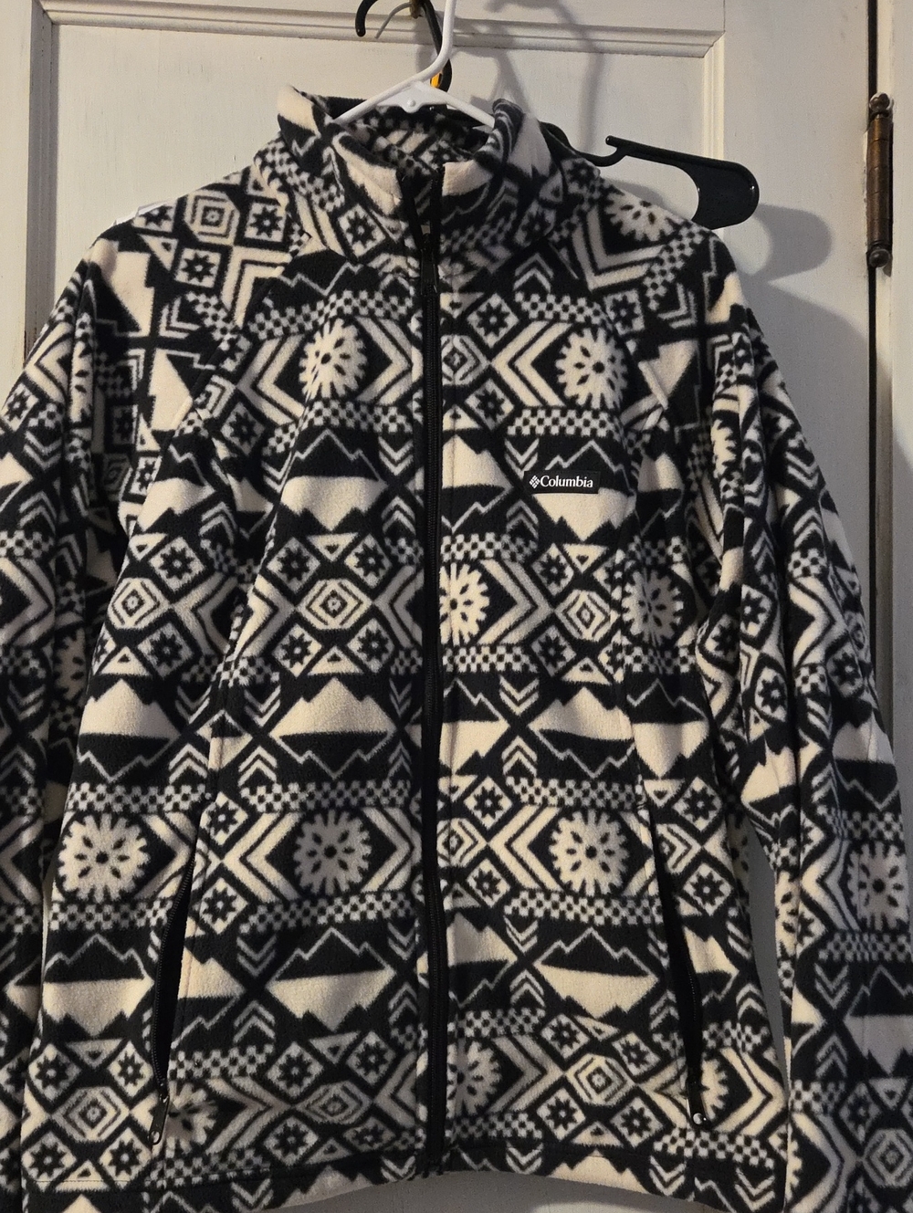 Columbia Black & White Aztec Fleece Teddy Jacket